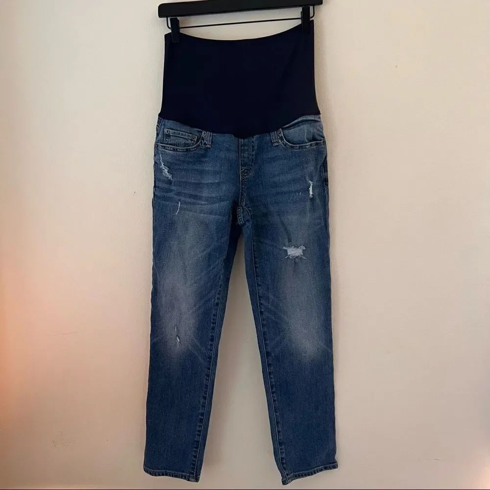 Gap Maternity Medium Wash Slightly Distressed Full Belly Panel Jeans